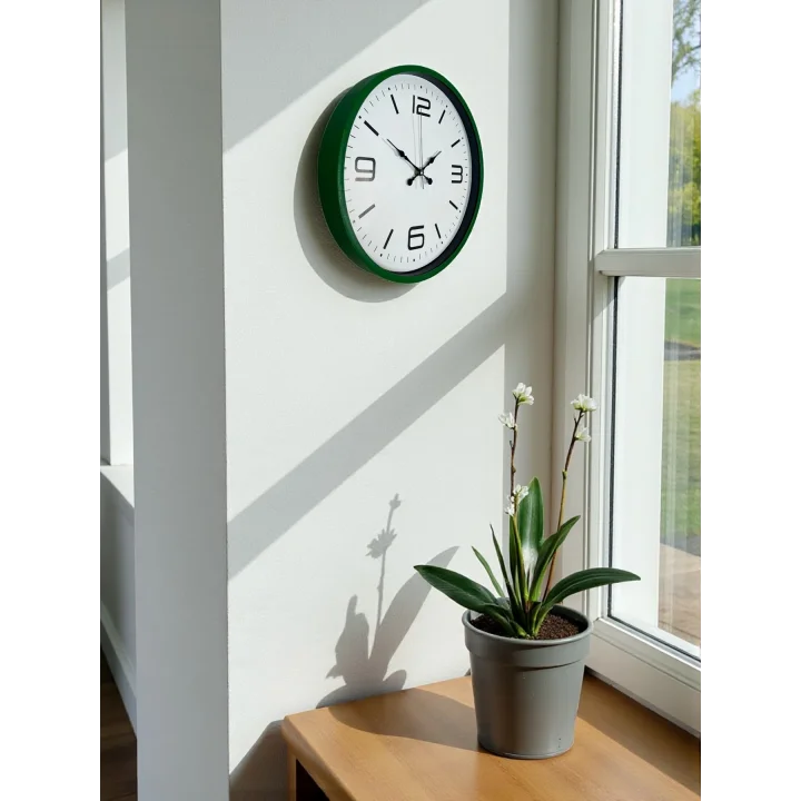 Mey İthalat® 36 Cm Yeşil Modern Dekoratif Duvar Saati