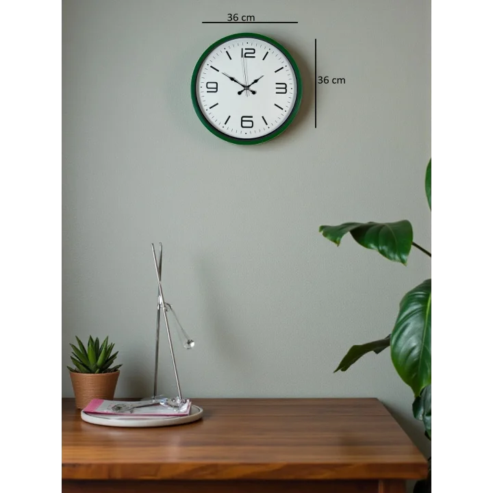 Mey İthalat® 36 Cm Yeşil Modern Dekoratif Duvar Saati