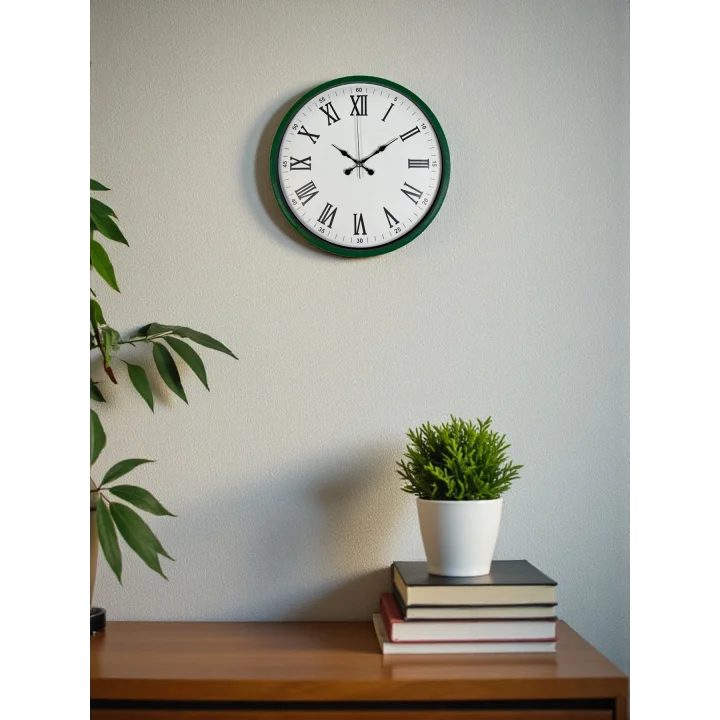 Mey İthalat® 36 Cm Yeşil Roma Rakamlı Duvar Saati