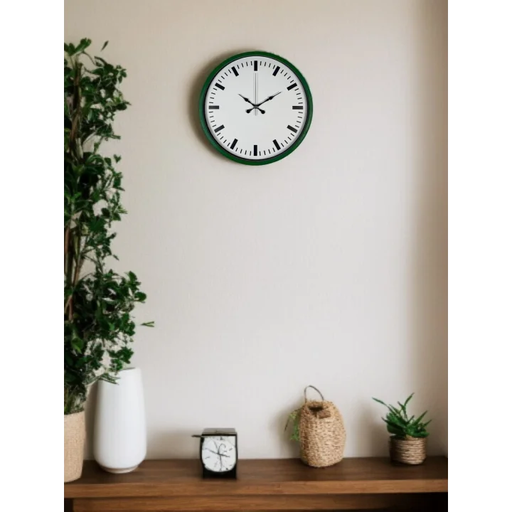 Mey İthalat® 36 Cm Yeşil Sade Dekoratif Duvar Saati
