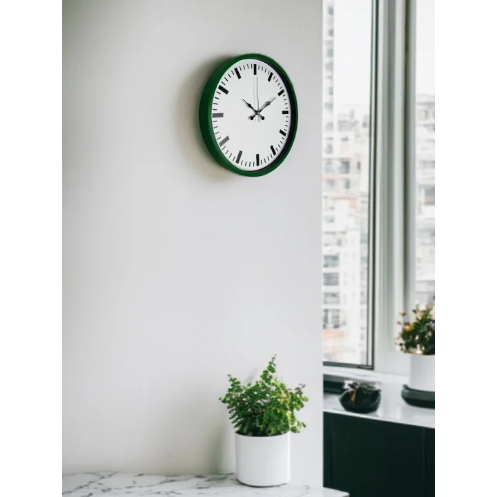 Mey İthalat® 36 Cm Yeşil Sade Dekoratif Duvar Saati