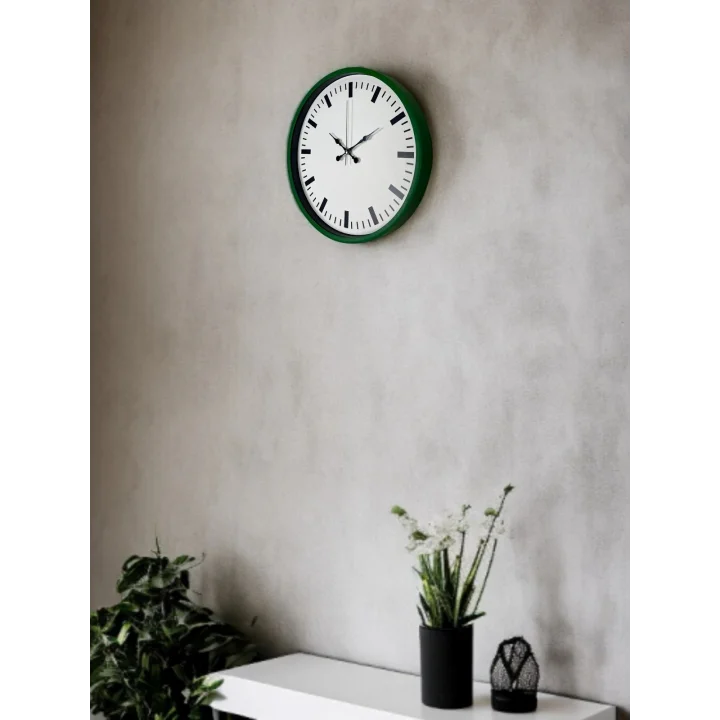 Mey İthalat® 36 Cm Yeşil Sade Dekoratif Duvar Saati