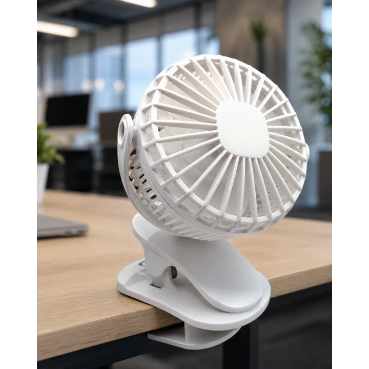 Mey İthalat® 360 Derece Dönebilen Mandallı Şarjlı Mini Masa Fanı