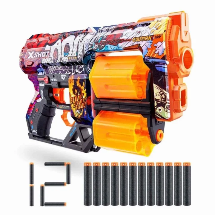 Mey İthalat® 36517 X-Shot Skins Dread 12 li Sünger Dart Atan Silah 31 cm-