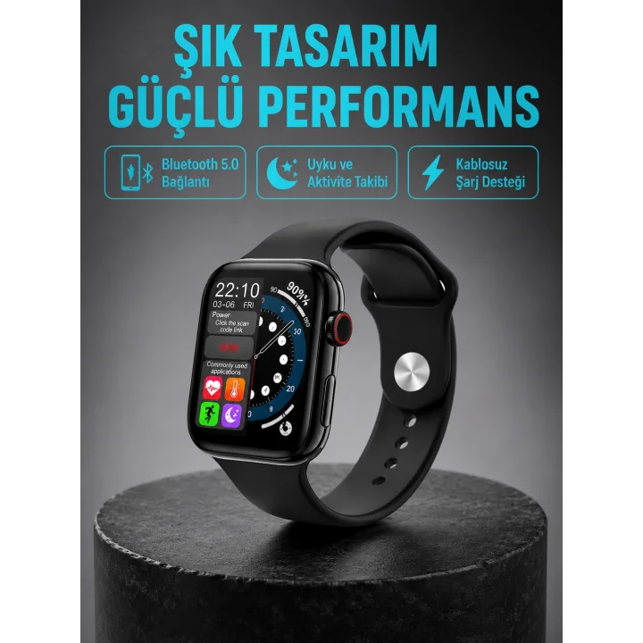 Mey İthalat® 380mAh Bataryalı Akıllı Saat – Arama, Bildirim, AOD Ekran ve Uzun Pil Ömrü