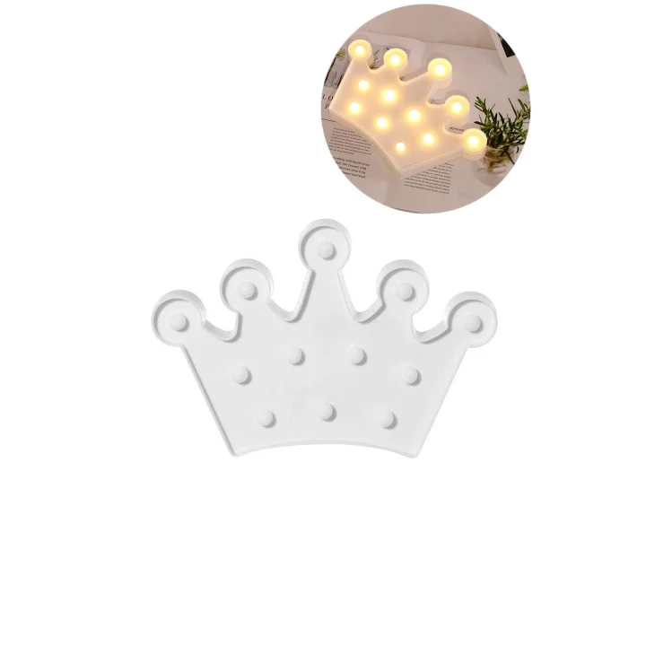 Mey İthalat®  3D Dekoratif Pilli Kraliçe Tacı Model Led Masa ve Gece ası