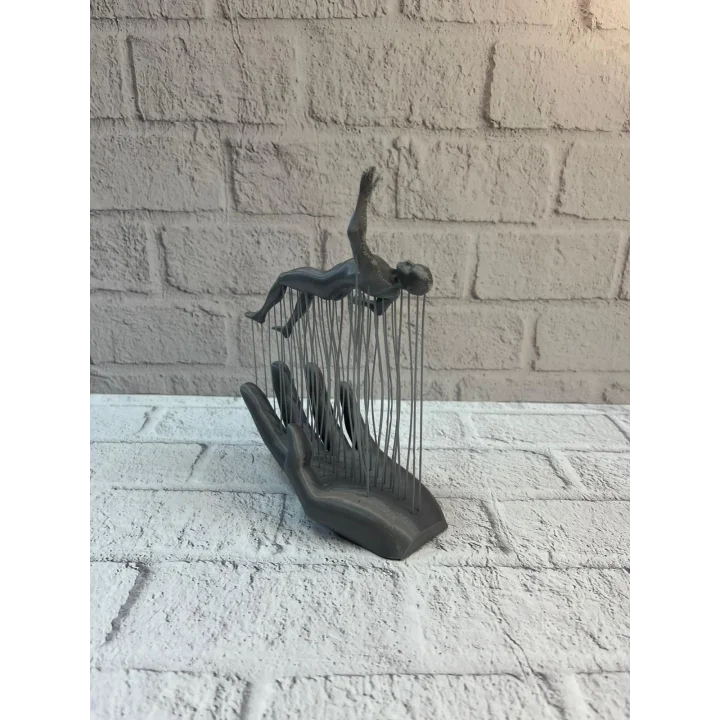 Mey İthalat® 3D El İnsan Figürü Gri Modern Ev ve Ofis Dekoru