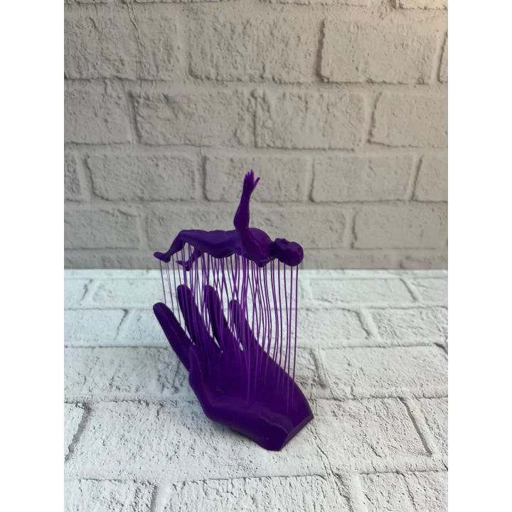 Mey İthalat® 3D El İnsan Figürü Mor Modern Masa Üstü Ev ve Ofis Dekoru