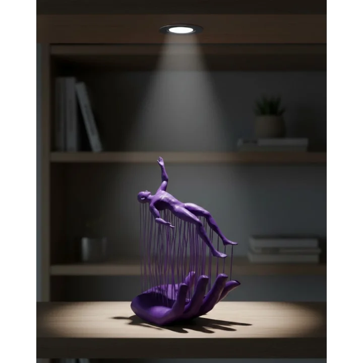 Mey İthalat® 3D El Üzerinde İnsan Figürü Mor Soyut Tasarım Dekor Biblo