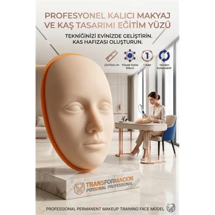 Mey İthalat® 3D Kalıcı Makyaj Pratik Yüzü, Silikon Microblading Kaş Dudak Eğitim Mankeni 723165