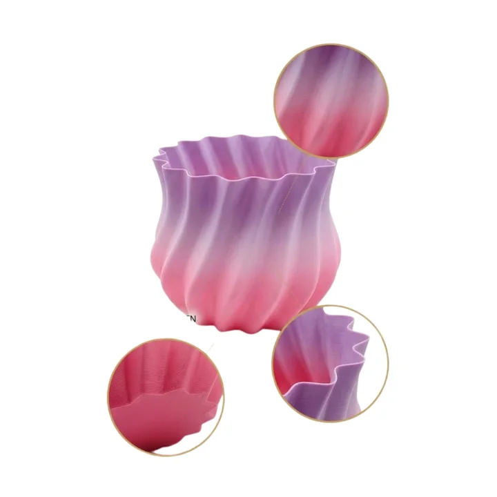 Mey İthalat® 3D KIVRIMLI VAZO PEMBE