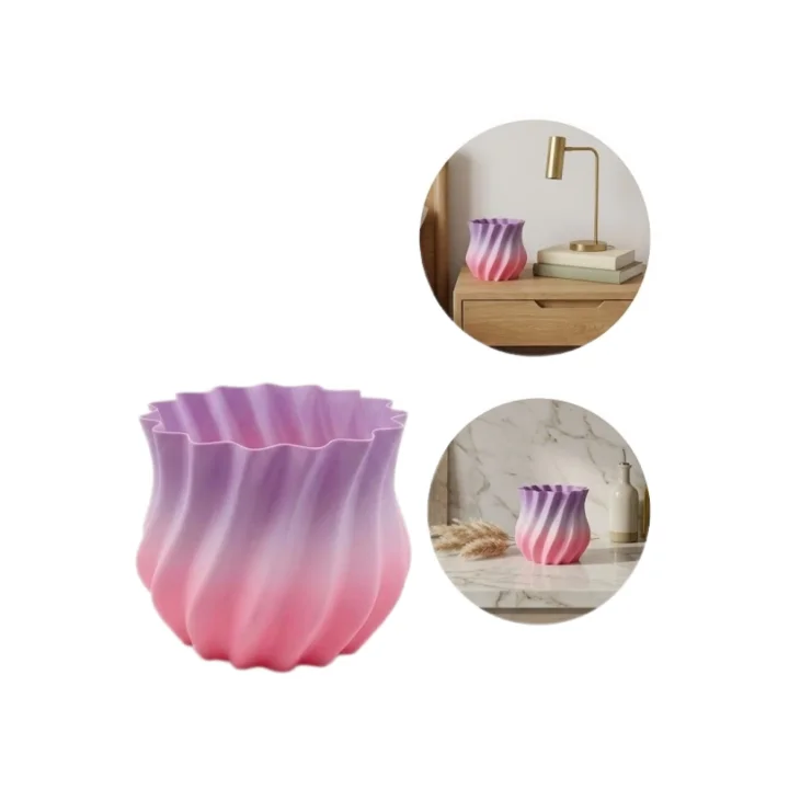 Mey İthalat® 3D KIVRIMLI VAZO PEMBE