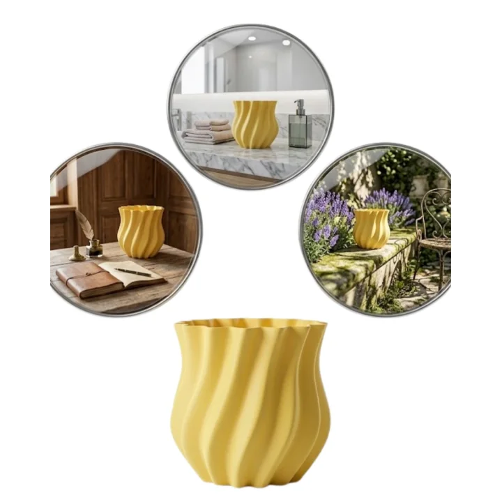 Mey İthalat® 3D KIVRIMLI VAZO SARI