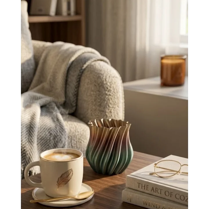 Mey İthalat® 3D KIVRIMLI VAZO SİYAH