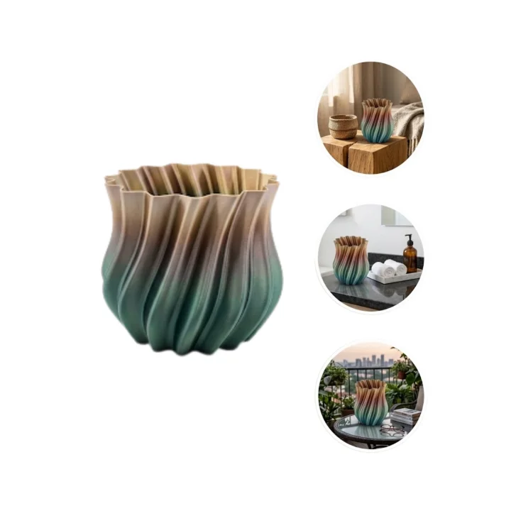 Mey İthalat® 3D KIVRIMLI VAZO SİYAH