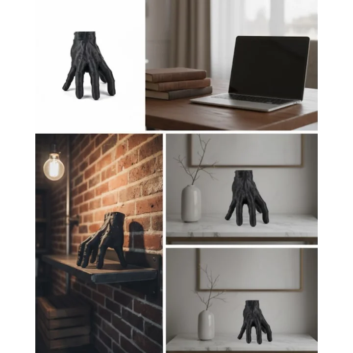 Mey İthalat® 3D Siyah El Heykeli 17x16 cm Raf ve Masa Üstü Dekor