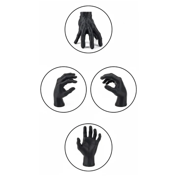 Mey İthalat® 3D Siyah El Heykeli 17x16 cm Raf ve Masa Üstü Dekor