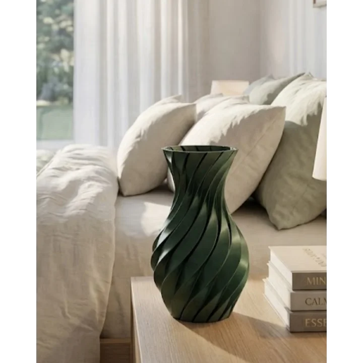 Mey İthalat® 3D ÜRÜN SPİRAL VAZO YEŞİL