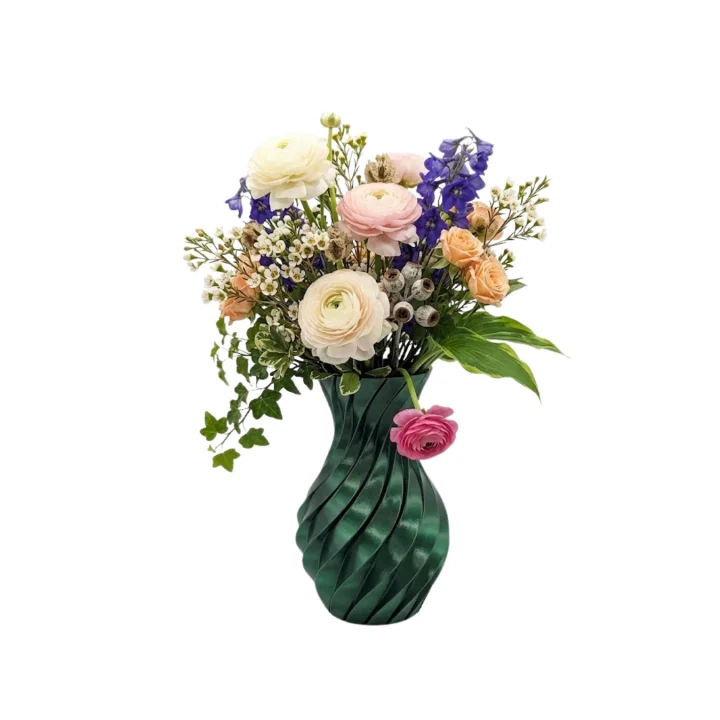 Mey İthalat® 3D ÜRÜN SPİRAL VAZO YEŞİL