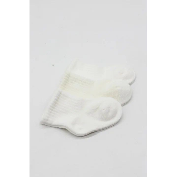 Mey İthalat® 3lü Penye Soket Çorap 10132 Ekru