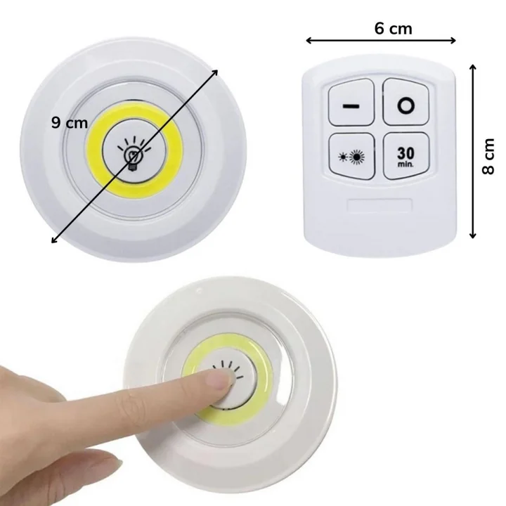 Mey İthalat®  3lü Uzaktan Kumandalı Pilli Yapışkanlı Kablosuz Led Spot alar