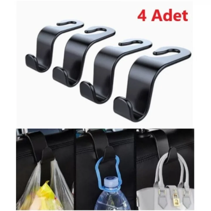 Mey İthalat® 4  Adet Araba Koltuk Arkası Askı