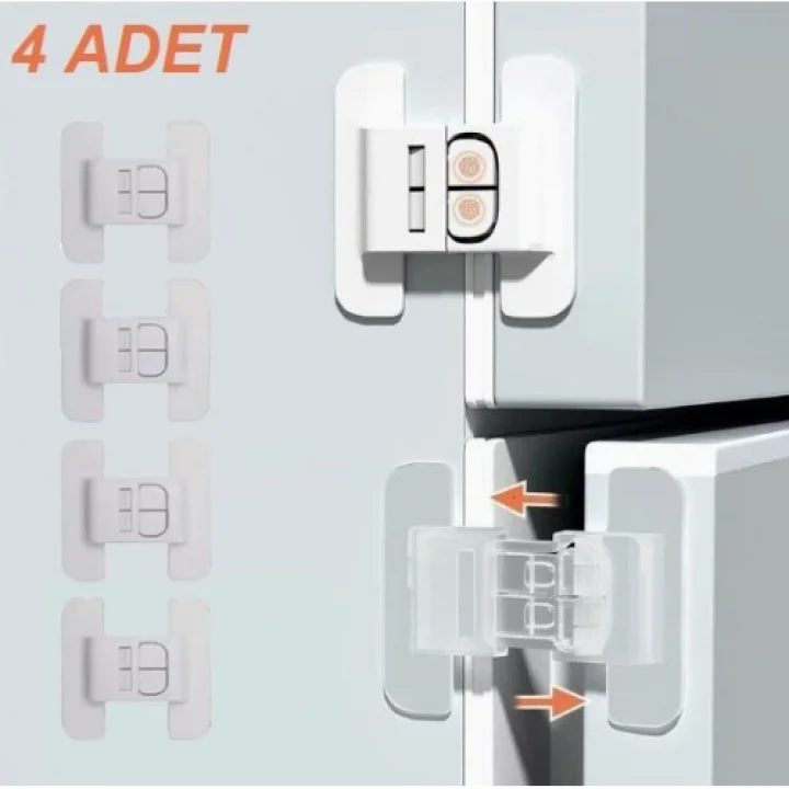 Mey İthalat® 4 Adet Buzdolabı Çekmece ve Dolap Kapağı Çocuk Kilidi