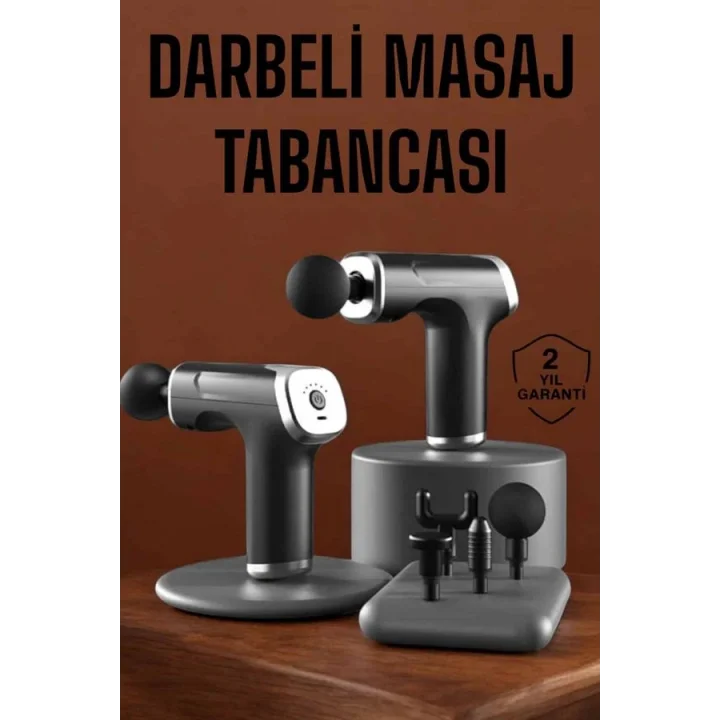 Mey İthalat® 4 Başlıklı Darbeli Şarjlı Masaj Aleti Tabancası Kablosuz