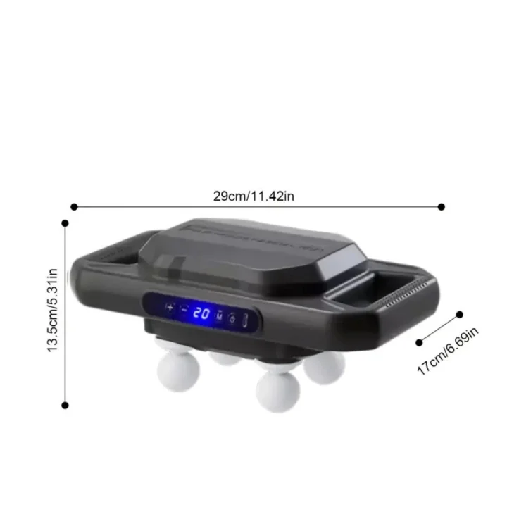 Mey İthalat® 4 Başlıklı Masaj Tabancası – 12W Derin Doku & Kas Ağrısı Giderici, 20 Seviye & 6 Mod - Siyah