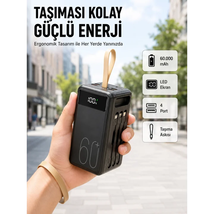 Mey İthalat® 4 Çıkışlı Hızlı Şarj Destekli Powerbank Yeni Nesil