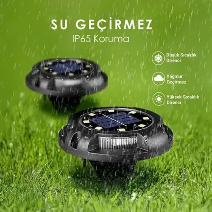 Mey İthalat® 4lü Solar Panelli Kazıklı RGB Zemin LED (Güneş Enerjili)
