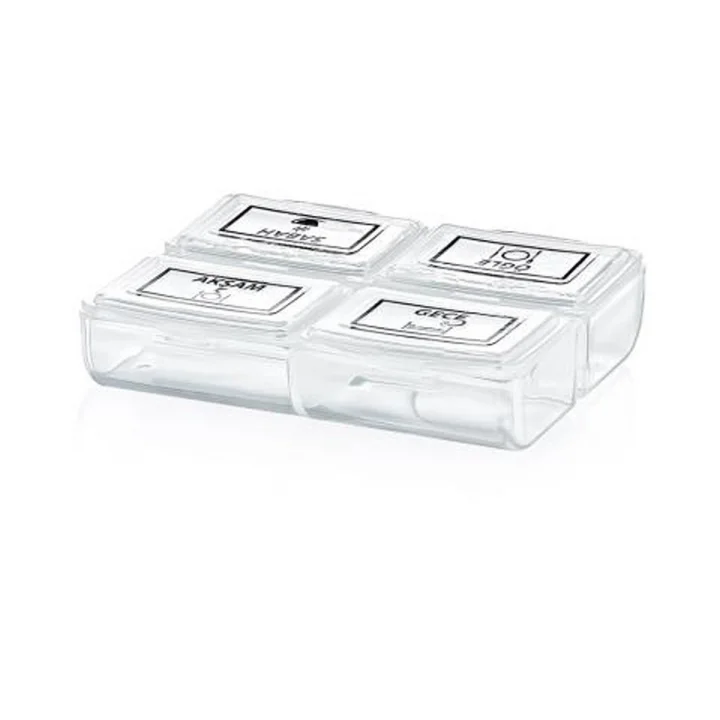 Mey İthalat®  4 Öğün Günlük Hap İlaç Saklama Taşıma Kutusu İlaç Hatırlatıcı