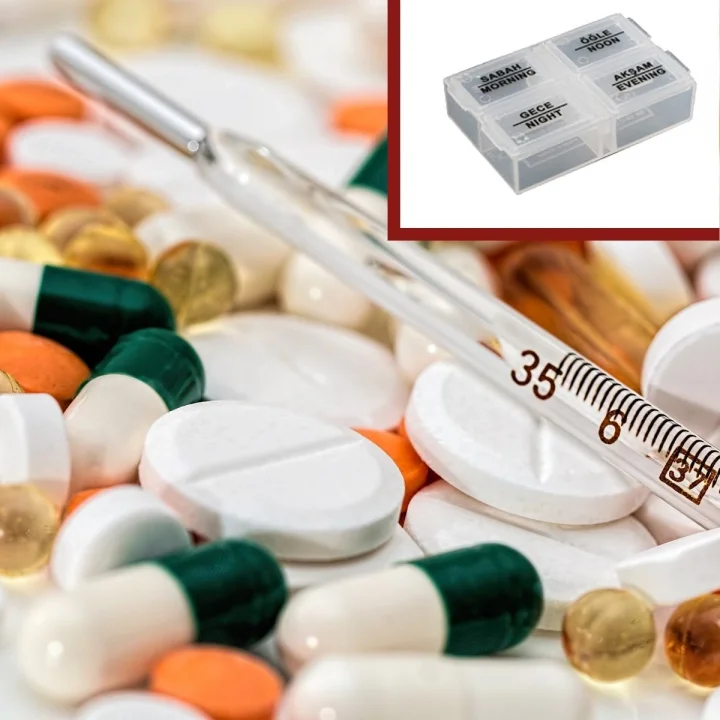 Mey İthalat®  4 Öğün Günlük Hap İlaç Saklama Taşıma Kutusu İlaç Hatırlatıcı