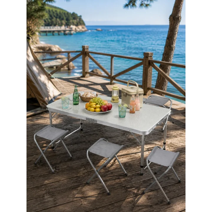 Mey İthalat® 4 TABURELİ KAMP MASASI SETİ