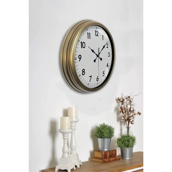 Mey İthalat® 40 cm Eskitme Metal Standart Duvar Saati