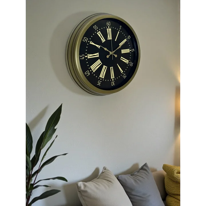 Mey İthalat® 40 Cm Metal Antik Roma Eskitme Duvar Saati