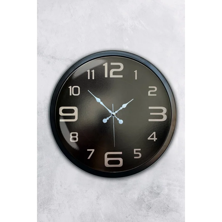 Mey İthalat® 40 cm Siyah Metal Modern Duvar Saati