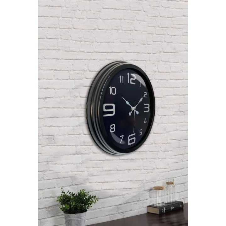 Mey İthalat® 40 cm Siyah Metal Modern Duvar Saati