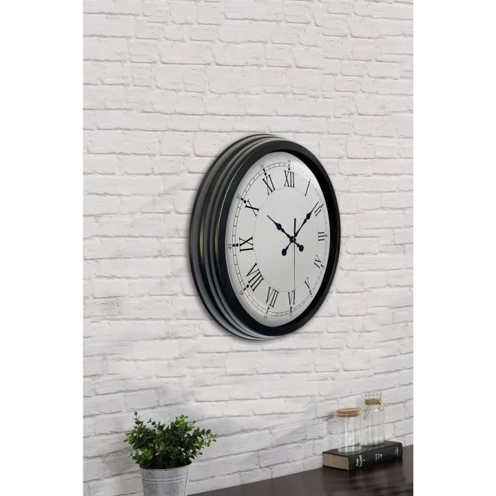 Mey İthalat® 40 cm Siyah Metal Retro Duvar Saati