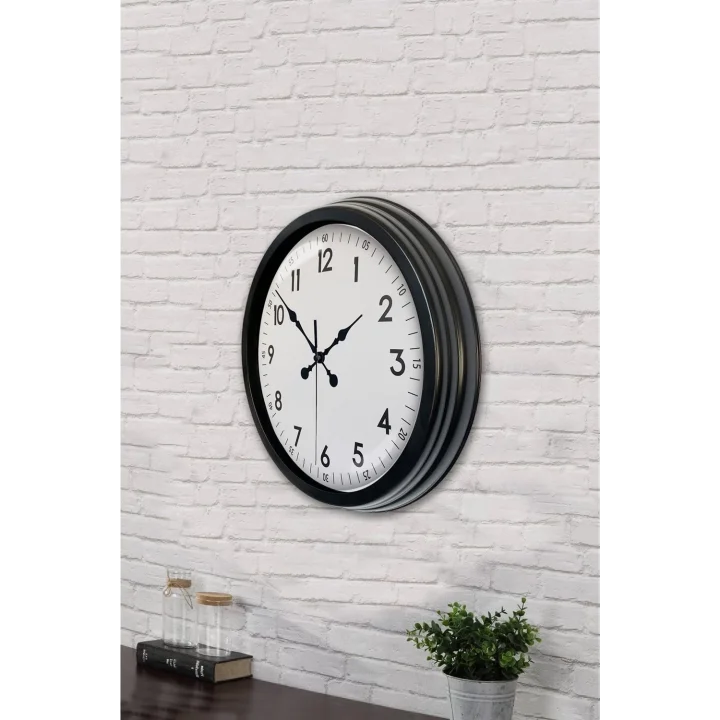 Mey İthalat® 40 cm Siyah Metal Standart Duvar Saati