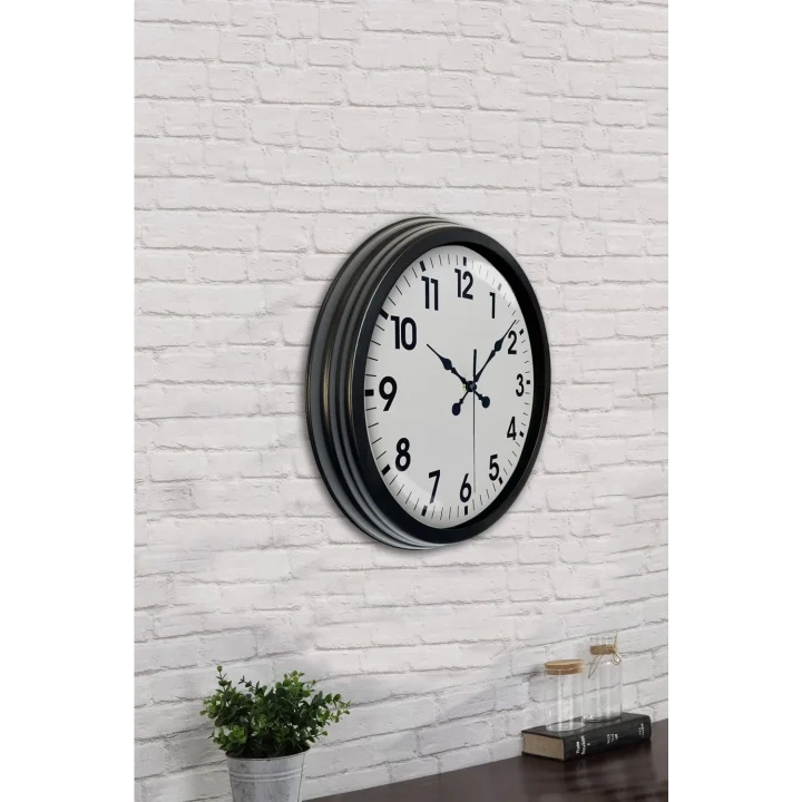 Mey İthalat® 40 cm Siyah Metal Standart Duvar Saati