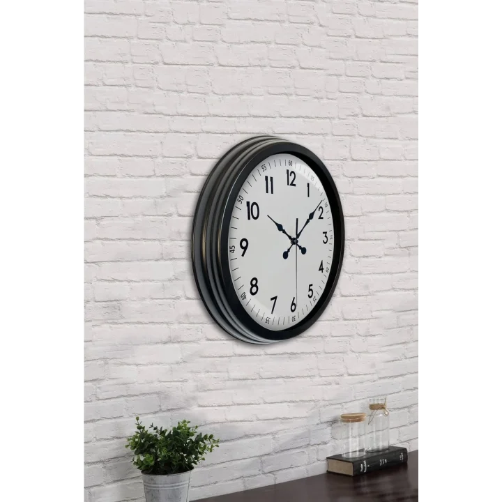 Mey İthalat® 40 cm Siyah Metal Standart Duvar Saati