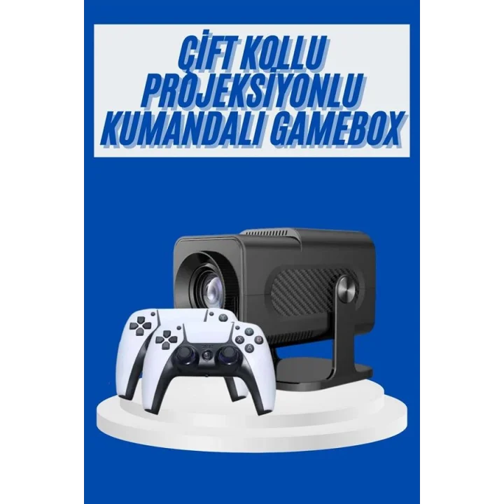 Mey İthalat® 4K Android Smart Wi-fi Çift Kollu Projeksiyon Game Box Kumandalı Taşınabilir Yeni Nesil