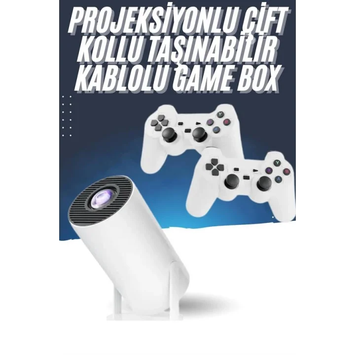 Mey İthalat® 4K Wireless Çift Kollu Kumandalı Oyun Projeksiyonu Retro Video Oyunu Yeni Nesil