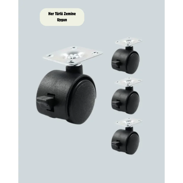 Mey İthalat® 4’lü Kilitli Tekerlek Ayak 4 cm Sessiz ve Dayanıklı