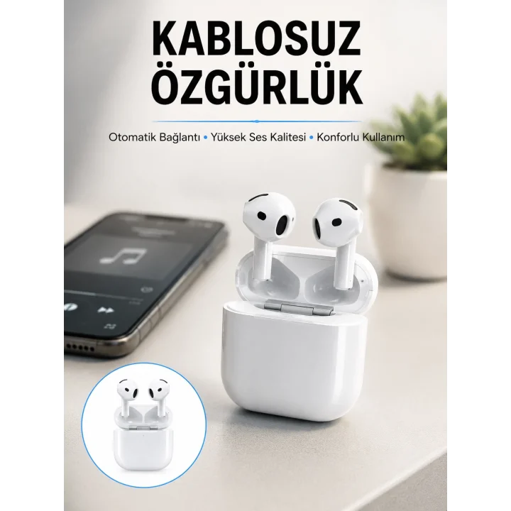 Mey İthalat® 4.Nesil Bluetooth Kulaklık Yüksek Ses Kaliteli Dokunmatik Kontrol Özellikli Yeni Nesil