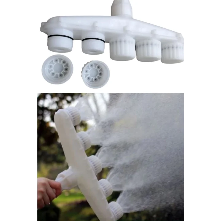 Mey İthalat®  5 Kafalı Peyzaj Bahçe Tarla Çim Sulama Başlığı Yüksek Basınçlı Su Püskürtücü Hortum Aparatı