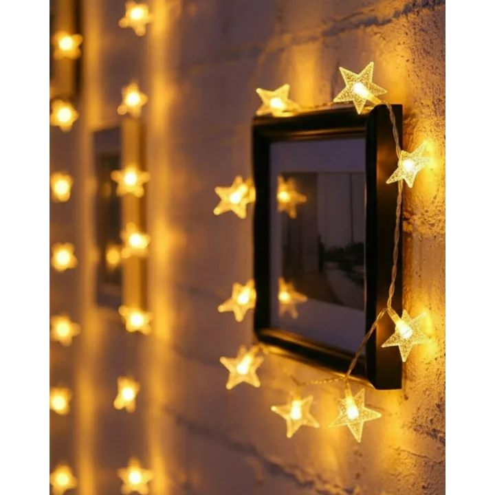 Mey İthalat® 5 Metre 20 Yıldızlı LED Işık Zinciri Daylight Beyaz Salon ve Oda Dekoru