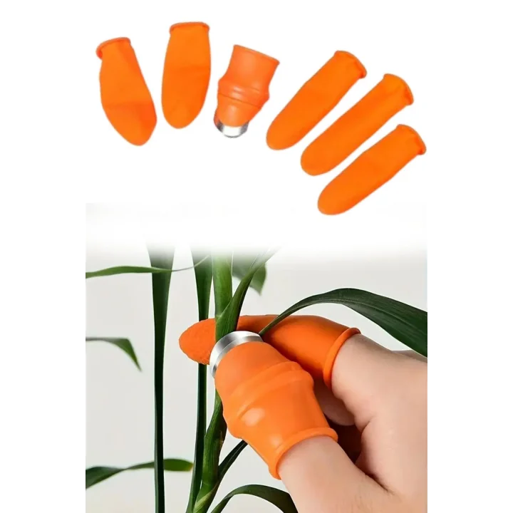 Mey İthalat®  5 Parça Pratik Parmak Koruyucu 1 Parça Baş Parmak Bıçaklı Eldiven Sebze Meyve Soyucu Kesme Ayıklayıcı Silikon Set