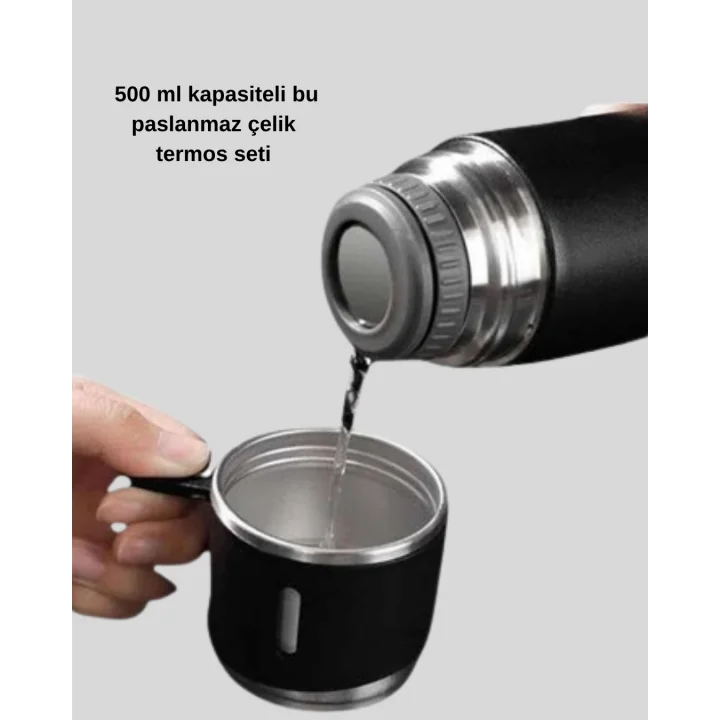 Mey İthalat® 500 ml Vakumlu Termos – Çift Kat Paslanmaz Çelik, Sızdırmaz Kapağıyla Sıcak ve Soğuk İçeceklere Özel